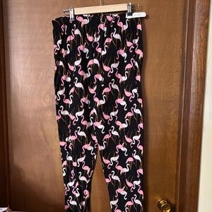 Flamingo Print Black Leggings